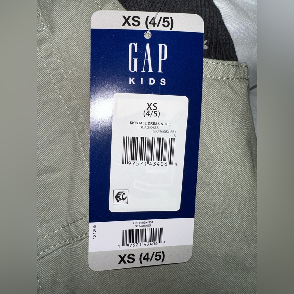 Gap Kids Skirtall Dress & Tee Size XS 4-5 Seagrass‎ - Picture 3 of 7